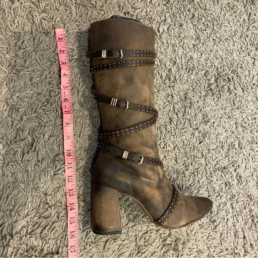 Freebird JAX Strappy Tall Distressed Leather Riding Boots Size 10 - Picture 12 of 16